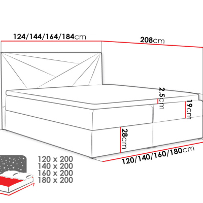 Hotelová manželská posteľ 140x200 TOMASA 5 - béžová + topper ZDARMA