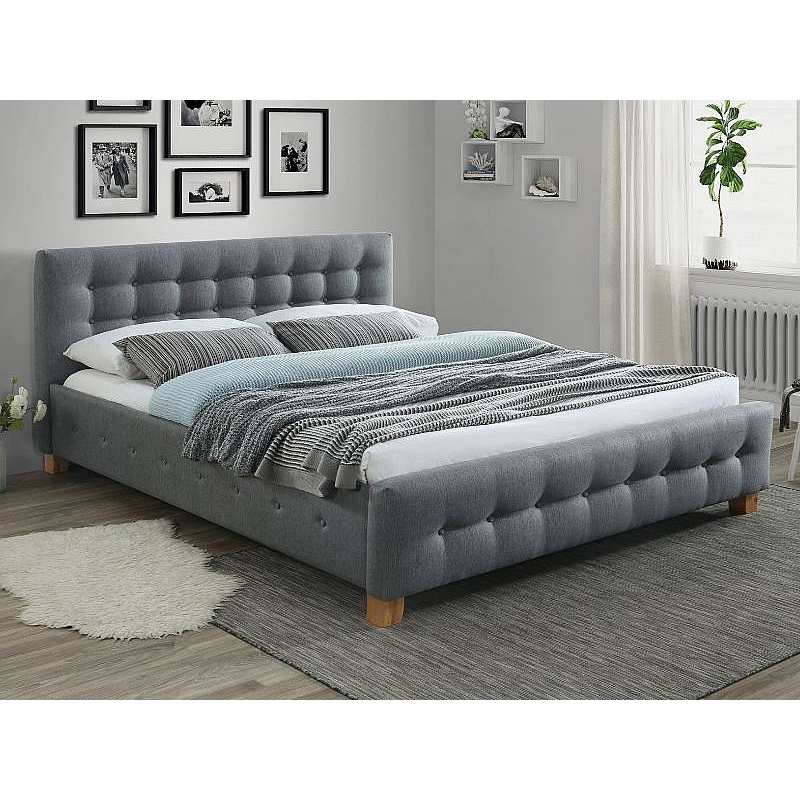 Čalúnená manželská posteľ MADLENA - 160x200 cm, šedá