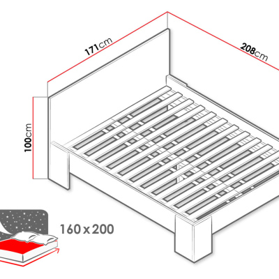 Manželská posteľ s roštom 160x200 BIBLIS - orech