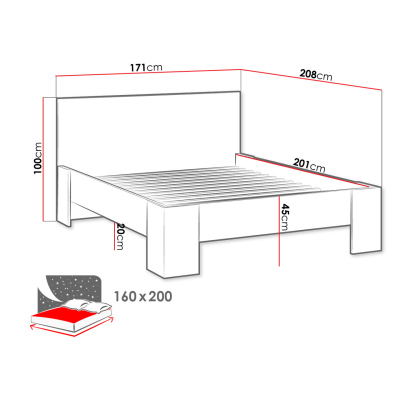 Manželská posteľ s roštom 160x200 BIBLIS - orech