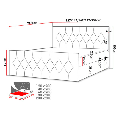 Boxspringová dvojlôžková posteľ 160x200 SENSE 2 - červená + topper ZDARMA