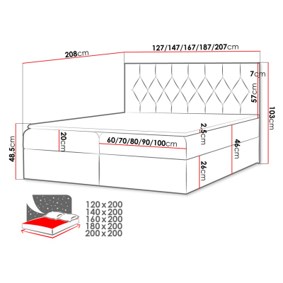 Americká dvojlôžková posteľ 200x200 SENSE 1 - šedá + topper ZDARMA