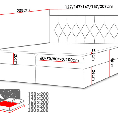 Americká dvojlôžková posteľ 200x200 SENSE 1 - žltá + topper ZDARMA