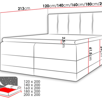 Boxspringová manželská posteľ 160x200 SANDIA - hnedá + topper ZDARMA