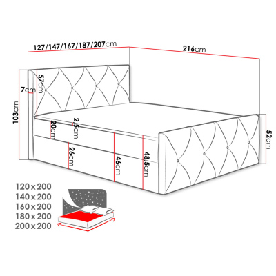 Kontinentálna jednolôžková posteľ 120x200 LITZY 2 - khaki + topper ZDARMA