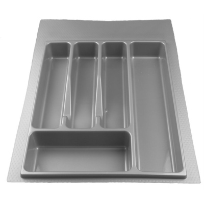 Paneláková kuchyňa 180/180 cm GENJI 3 - lesklá biela / šedá + príborník ZDARMA