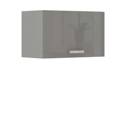 Kuchyňa do paneláku 180/180 cm SHAN 2 - šedá / lesklá krémová + LED, drez a príborník ZDARMA