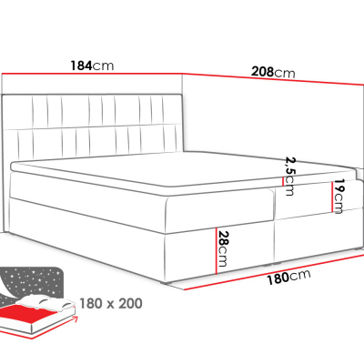 Americká manželská posteľ 180x200 TOMASA 3 - ružová + topper ZDARMA