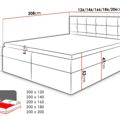 Boxspringová manželská posteľ 160x200 TOMASA 1 - modrá 1 + topper ZDARMA