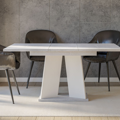 Rozkladací jedálenský stôl ENDRE - betón / biely
