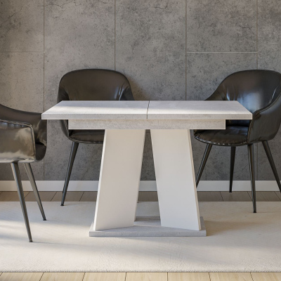 Rozkladací jedálenský stôl ENDRE - betón / biely