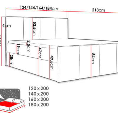 Hotelová manželská posteľ 160x200 MORALA - šedá + topper ZDARMA