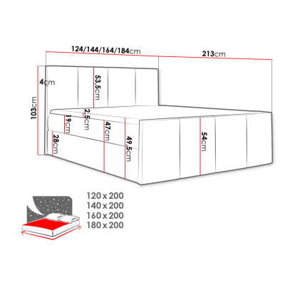 Hotelová manželská posteľ 160x200 MORALA - šedá + topper ZDARMA