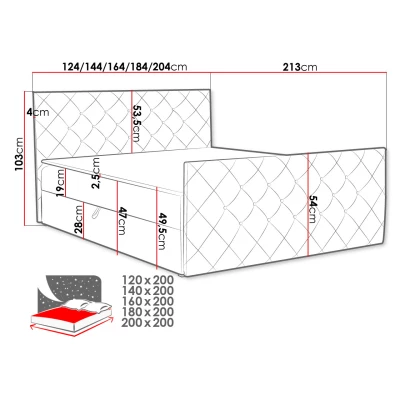 Americká manželská posteľ 160x200 NATAL - svetlá šedá + topper ZDARMA