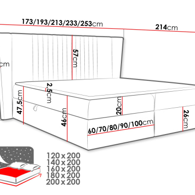 Hotelová manželská posteľ 140x200 SOLA - ružová + topper ZDARMA