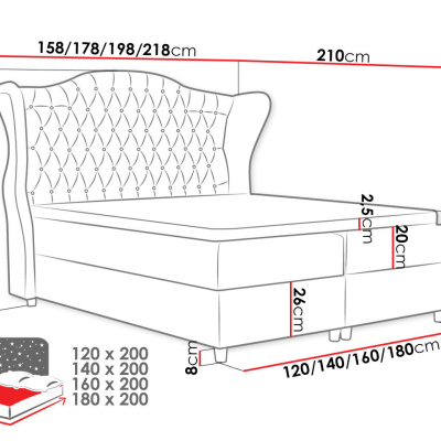 Kontinentálna manželská posteľ 160x200 NEIVA - hnedá + topper ZDARMA