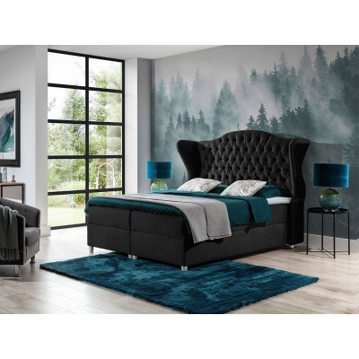 Kontinentálna manželská posteľ 140x200 NEIVA - čierna + topper ZDARMA