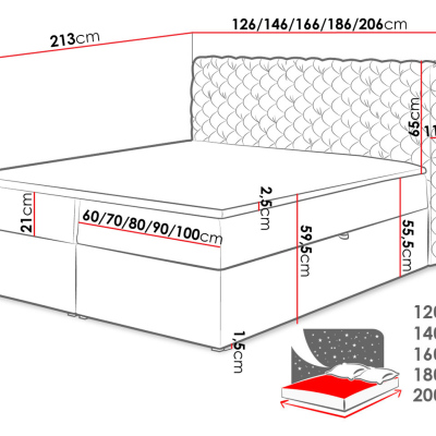 Kontinentálna manželská posteľ 200x200 VALANCIA - hnedá + topper ZDARMA