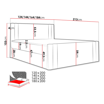 Americká manželská posteľ 180x200 VITORIA - modrá + topper ZDARMA