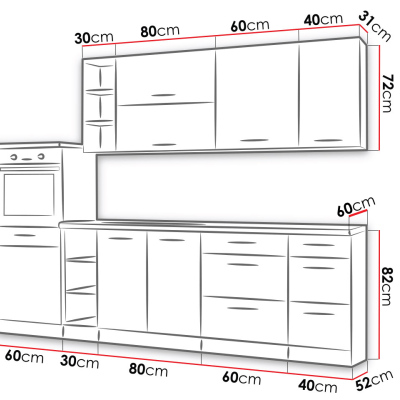 Kuchynská linka 270/210 cm ZHILAN 4 - dub lancelot / biela