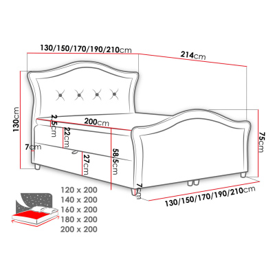 Kontinentálna jednolôžková posteľ 120x200 VARIEL 2 - tmavá hnedá + topper ZDARMA