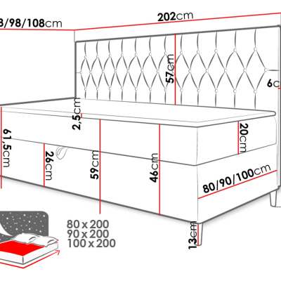 Boxspringová jednolôžková posteľ 90x200 PORFIRO 2 - biela ekokoža / modrá 2 + topper ZDARMA