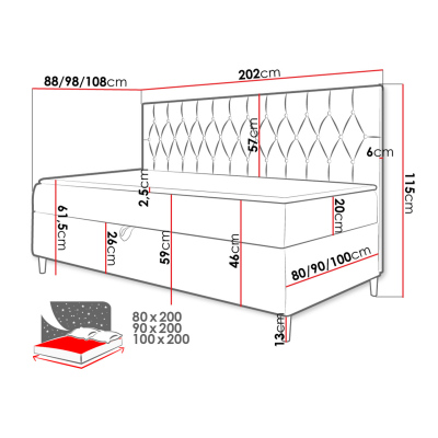 Boxspringová jednolôžková posteľ 90x200 PORFIRO 2 - biela ekokoža / khaki + topper ZDARMA