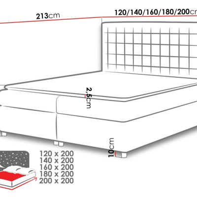 Hotelová manželská posteľ 160x200 SARITA - biela ekokoža + topper ZDARMA