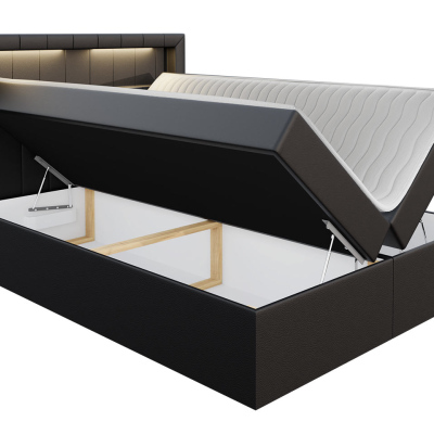 Americká dvojlôžková posteľ 180x200 RODRIGO - červená ekokoža + topper a LED osvetlenie ZDARMA