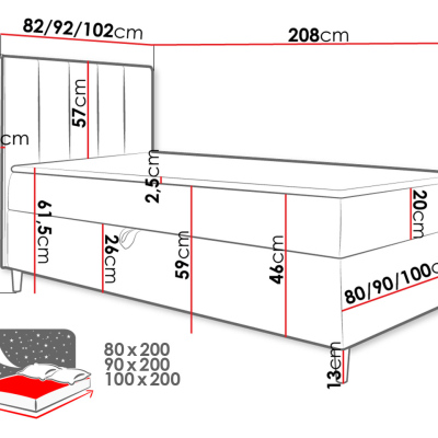 Hotelová jednolôžková posteľ 80x200 ROCIO 1 - biela ekokoža / žltá, ľavé prevedenie + topper ZDARMA