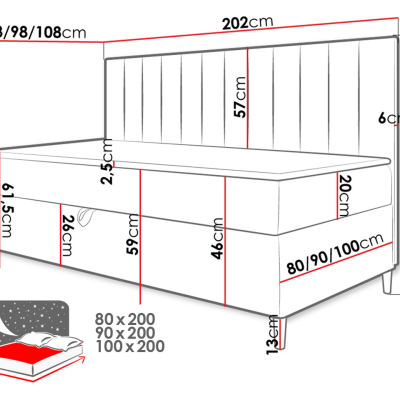 Kontinentálna jednolôžková posteľ 80x200 ROCIO 2 - biela ekokoža / hnedá 2 + topper ZDARMA