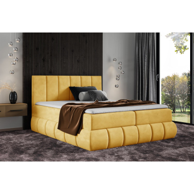 Dizajnová čalúnená posteľ 160x200 VENY - žltá + topper ZDARMA