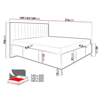 Manželská posteľ s úložným priestorom 160x200 TANIX - zelená