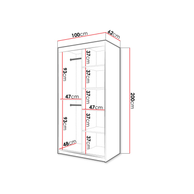 Šatníková skriňa 100 cm LONZO 1 - biela