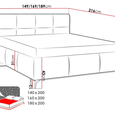 Manželská posteľ s úložným priestorom 160x200 TERCEIRA - šedá