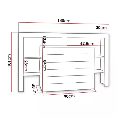 Komoda s LED osvetlením ROLIN 1 - biela / čierny lesk