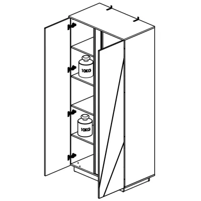 Šatníková skriňa FIDES - šírka 92 cm, biela / strieborný betón