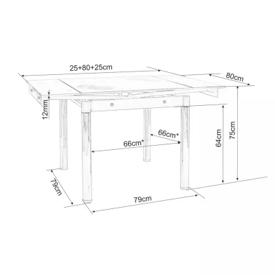 Rozkladací jedálenský stôl KLEMENT - 80x80, dub artisan / čierny matný