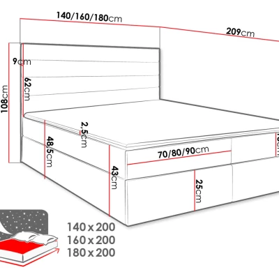 Boxspringová manželská posteľ 180x200 MANNIE 3 - béžová + topper ZDARMA