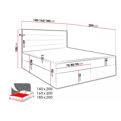 Boxspringová manželská posteľ 180x200 MANNIE 3 - béžová + topper ZDARMA