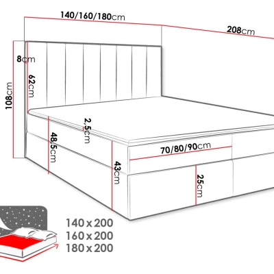 Hotelová manželská posteľ 180x200 MANNIE 2 - béžová + topper ZDARMA