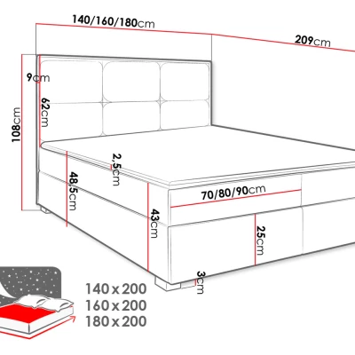 Americká manželská posteľ 180x200 MANNIE 1 - ružová + topper ZDARMA