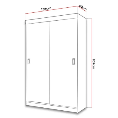 Zrkadlová šatníková skriňa 138 cm ROMARI - antracitová