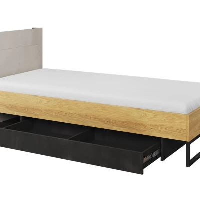 Študentská zostava s posteľou 90x200 SONRISA 7 - orech hickory / silk flow
