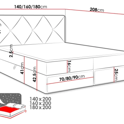 Kontinentálna manželská posteľ 180x200 LEYA - zelená + topper ZDARMA