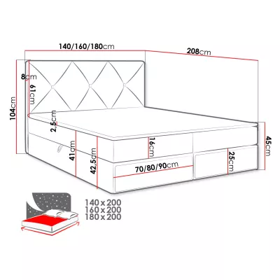 Kontinentálna manželská posteľ 180x200 LEYA - zelená + topper ZDARMA