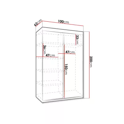 Šatníková skriňa 100 cm s modrým LED osvetlením ELVIRA 3 - dub sonoma