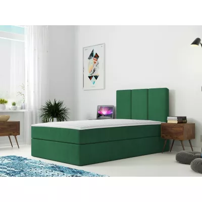 Kontinentálna detská posteľ 100x200 LOBO - zelená, pravé prevedenie + topper ZDARMA
