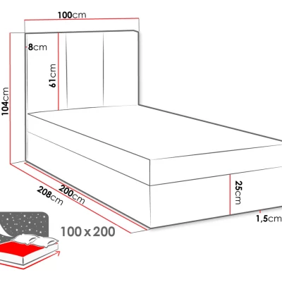 Kontinentálna detská posteľ 100x200 LOBO - zelená, pravé prevedenie + topper ZDARMA