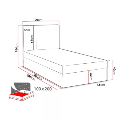 Kontinentálna detská posteľ 100x200 LOBO - modrá, pravé prevedenie + topper ZDARMA